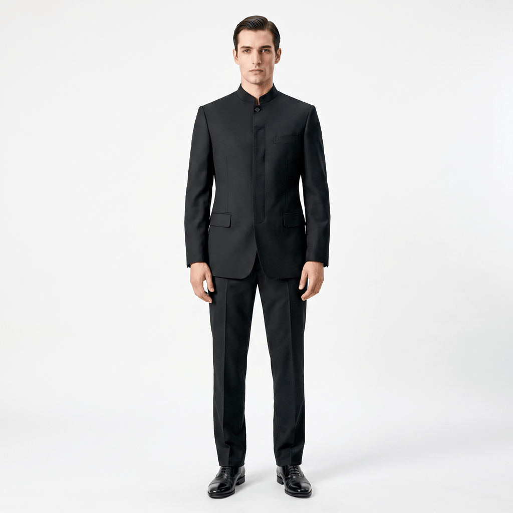 Tiavllya Tiavllya Classic 2 Piece Men's Suit Slim Fit Solid Stand Collar Wedding Suit (Blazer+Pants）