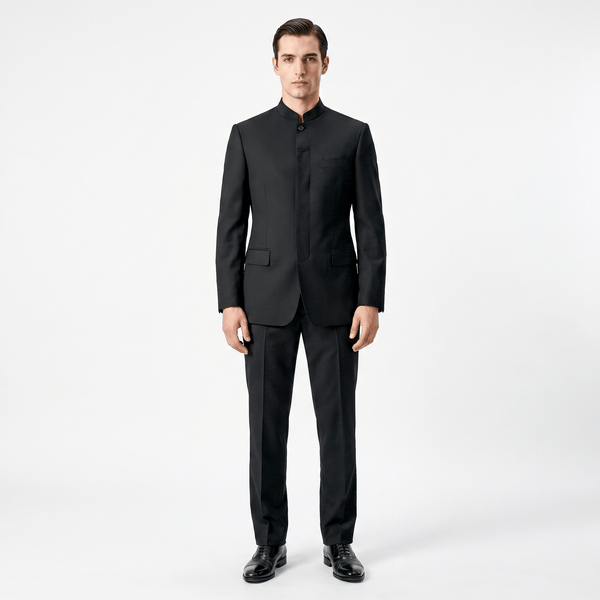 Tiavllya Tiavllya Classic 2 Piece Men's Suit Slim Fit Solid Stand Collar Wedding Suit (Blazer+Pants）