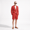Tiavllya Tiavllya Leisure 2 Piece Men's Suit Flat Linen Notch Lapel Tuxedos (Blazer+Shorts)