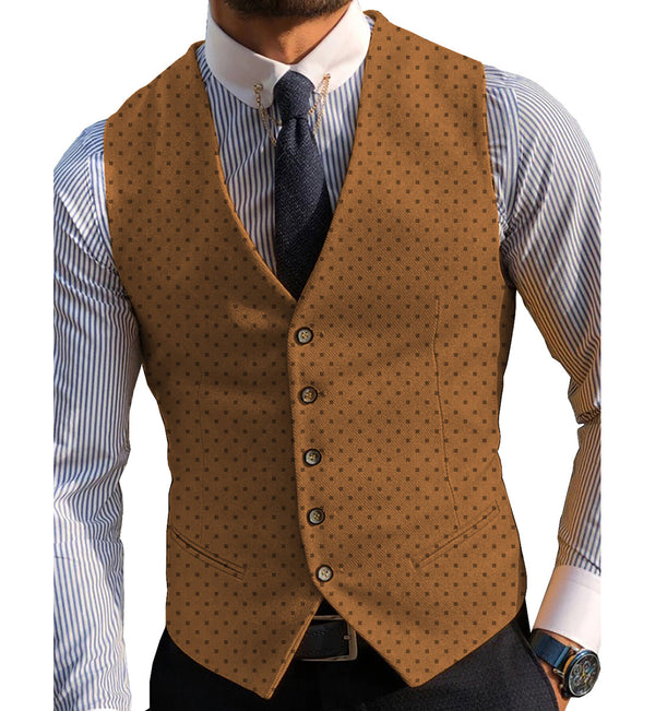Suit Vest - Fashion Men's Suit Vest Prom Print V Neck Suit Vest