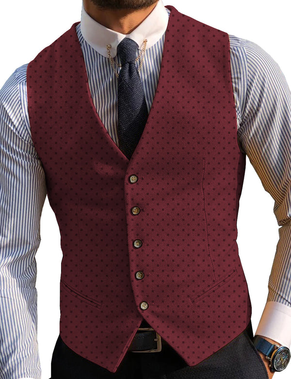 Suit Vest - Fashion Men's Suit Vest Prom Print V Neck Suit Vest