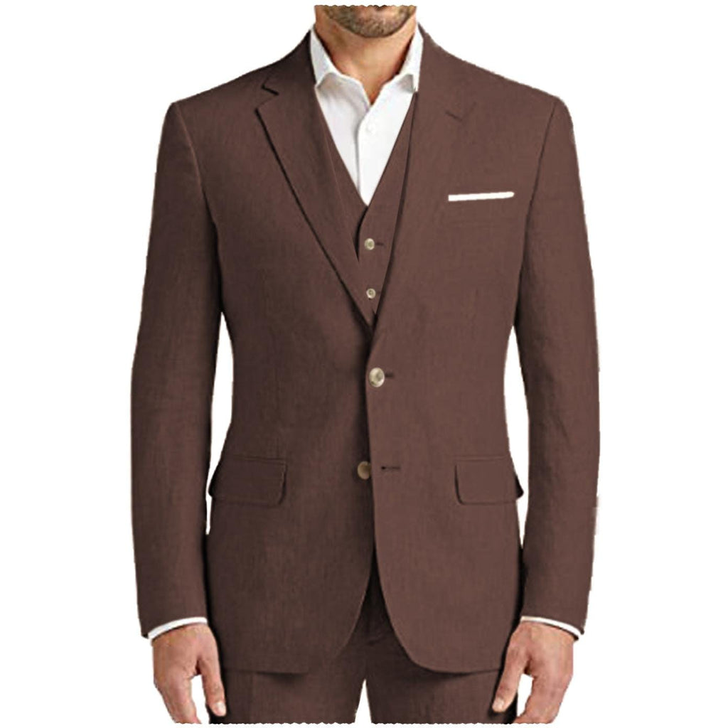 Tiavllya Tiavllya Formal Men's 3 Pieces Mens Suit Notch Lapel Linen For Wedding (Blazer+vest+Pants)