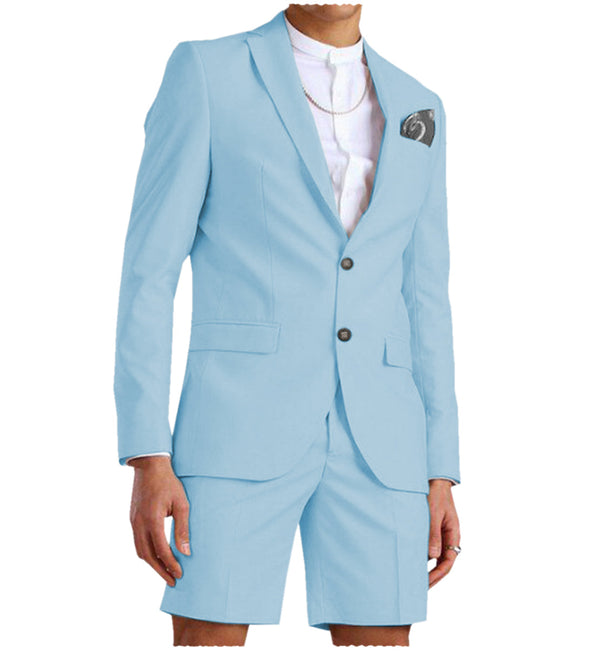 2 Pieces Suit - Fashion 2 Pieces Mens Suit Flat Notch Lapel Tuxedos For Wedding (Blazer+Shorts)