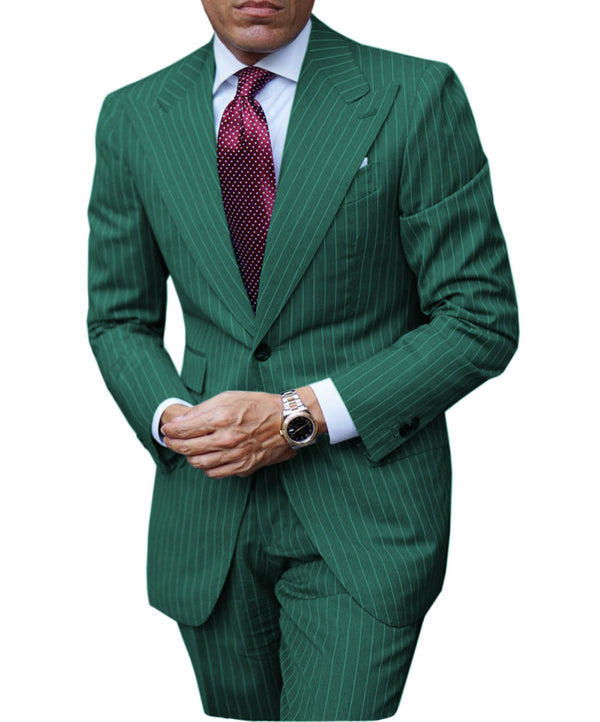 2 Pieces Suit - Fashion Men's 3 Pieces Slim Fit Striped Peak Lapel Tuxedos (Blazer+Pants)