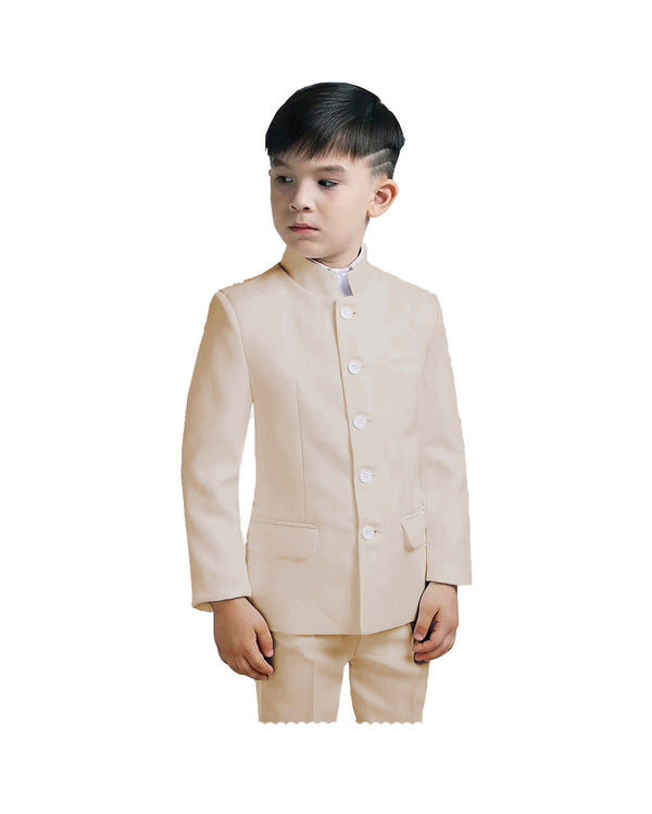 Boy‘s Suit - Classic 2 Piece Boy's Slim Fit Solid Color Stand Collar Suit (Blazer+Pants）