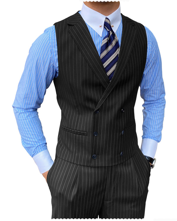 2 Pieces Suit - Formal Men's 2 Pieces Slim Fit Striped Notch Lapel Tuxedos (Vest+Pants)
