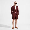 Tiavllya Tiavllya Leisure 2 Piece Men's Suit Flat Linen Notch Lapel Tuxedos (Blazer+Shorts)