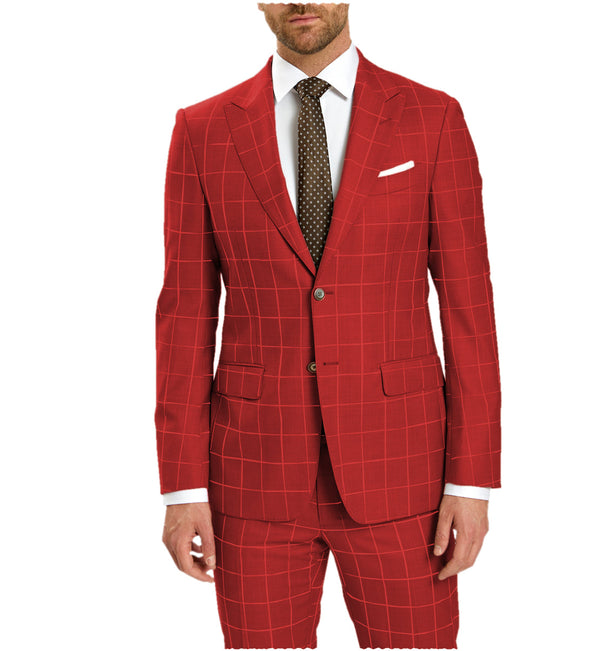 2 Pieces Suit - Fashion Mens Suit 2 Pieces Plaid Peak Lapel Tuxedos (Blazer+Pants)