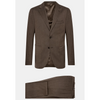 Tiavllya Business 2 Pieces Mens Coffee Suit Flat Notch Lapel Tuxedos For Wedding (Blazer+Pants)