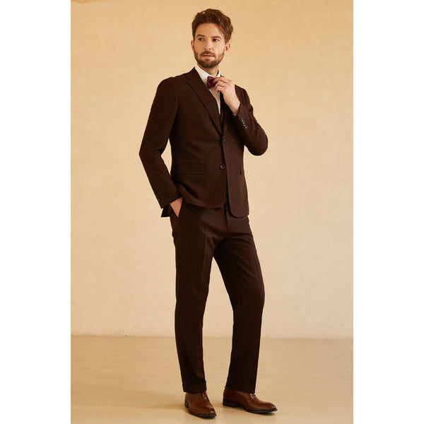 Tiavllya Business 3 Pieces Mens Suit Flat Notch Lapel Tuxedos (Blazer+vest+Pants)