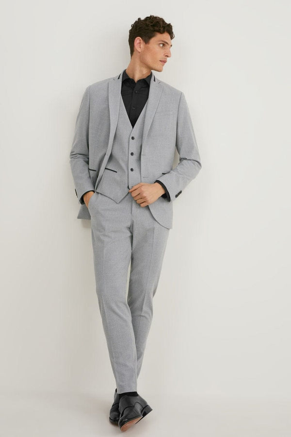 Tiavllya Business 3 Pieces Mens Suit Flat Notch Lapel Tuxedos (Blazer+vest+Pants)