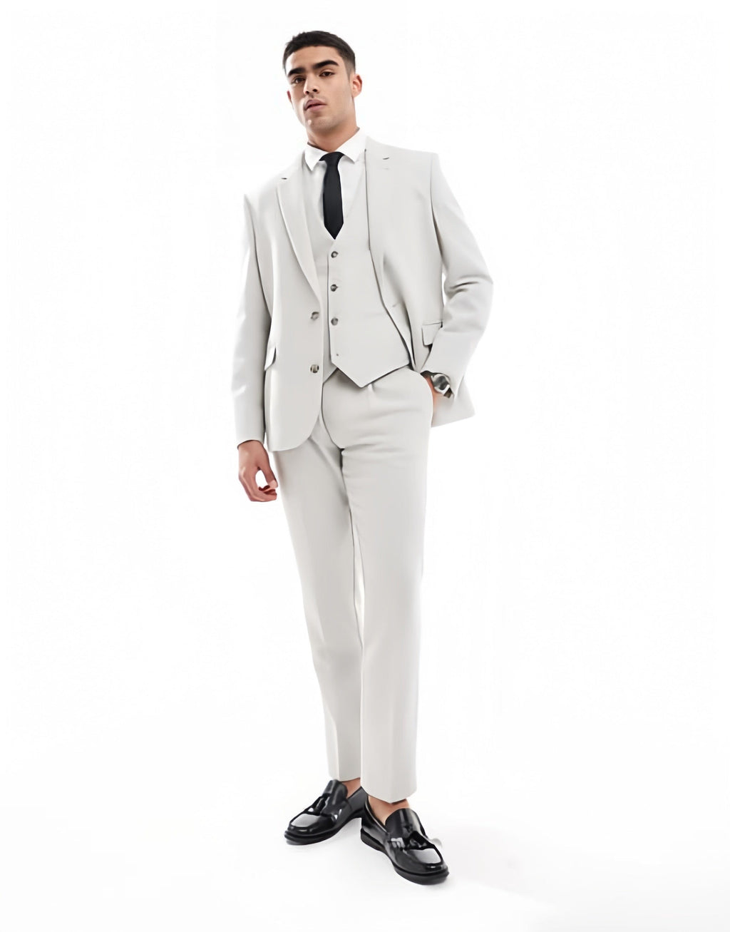 Tiavllya Business 3 Pieces Mens Suit Flat Notch Lapel Tuxedos (Blazer+vest+Pants)