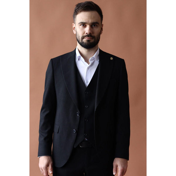 Tiavllya Business 3 Pieces Mens Suit Flat Peak Lapel Tuxedos (Blazer+vest+Pants)