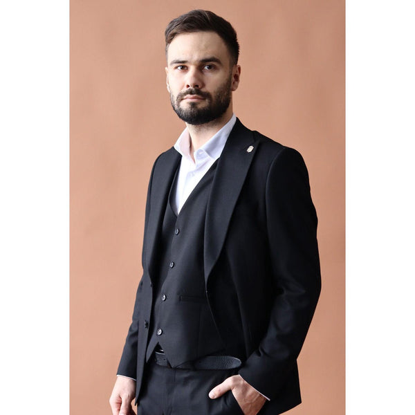 Tiavllya Business 3 Pieces Mens Suit Flat Peak Lapel Tuxedos (Blazer+vest+Pants)