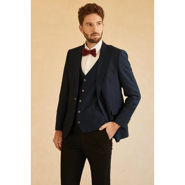 Tiavllya Business 3 Pieces Mens Suit Flat Peak Lapel Tuxedos (Blazer+vest+Pants)