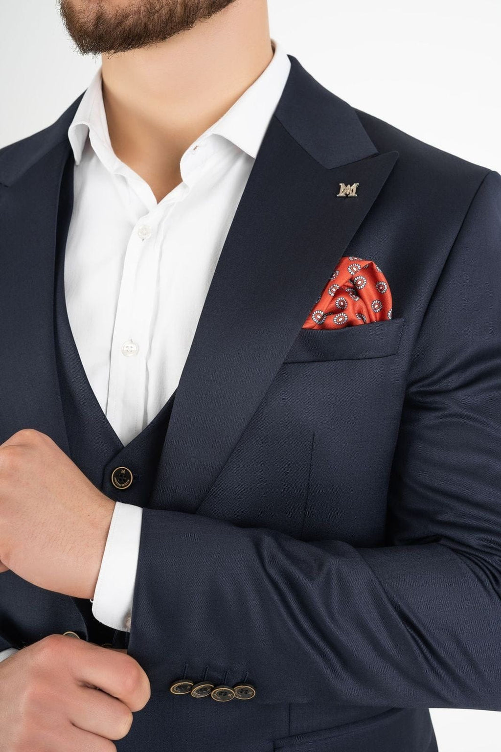 Tiavllya Business 3 Pieces Mens Suit Flat Peak Lapel Tuxedos (Blazer+vest+Pants)