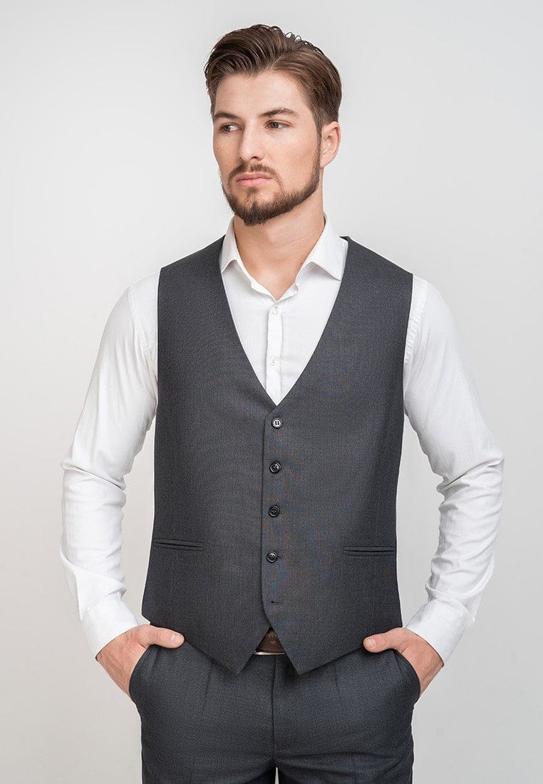 Tiavllya Business 3 Pieces Mens Suit Flat Peak Lapel Tuxedos (Blazer+vest+Pants)