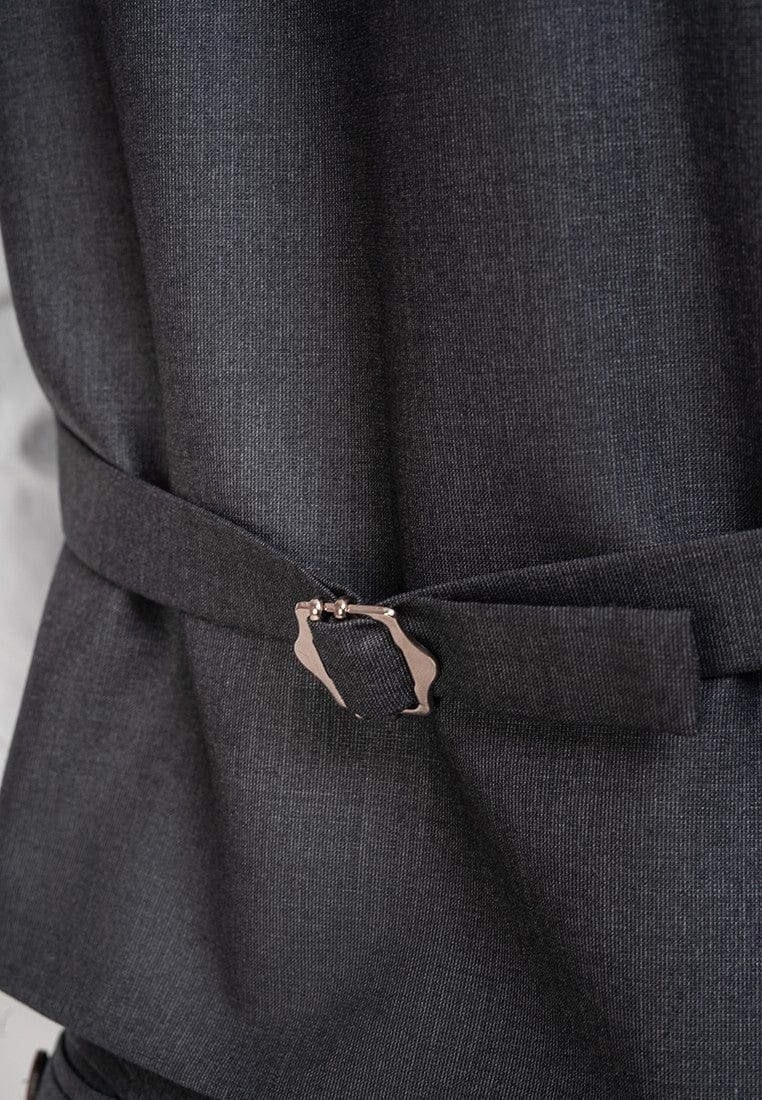 Tiavllya Business 3 Pieces Mens Suit Flat Peak Lapel Tuxedos (Blazer+vest+Pants)