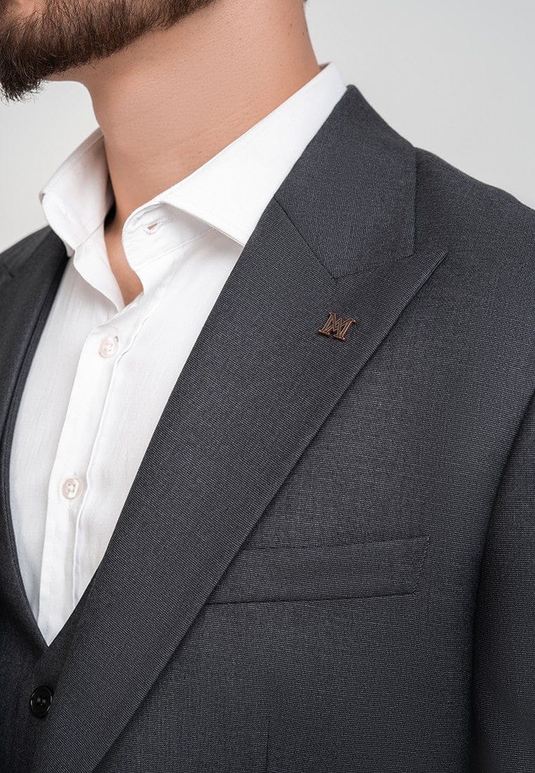 Tiavllya Business 3 Pieces Mens Suit Flat Peak Lapel Tuxedos (Blazer+vest+Pants)