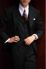 Tiavllya Business Men's 3 Pieces Mens Black Suit Notch Lapel Solid Tuxedos (Blazer+vest+Pants)