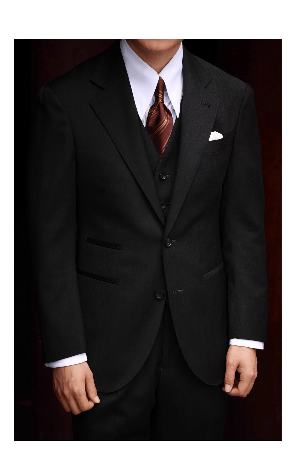 Tiavllya Business Men's 3 Pieces Mens Black Suit Notch Lapel Solid Tuxedos (Blazer+vest+Pants)