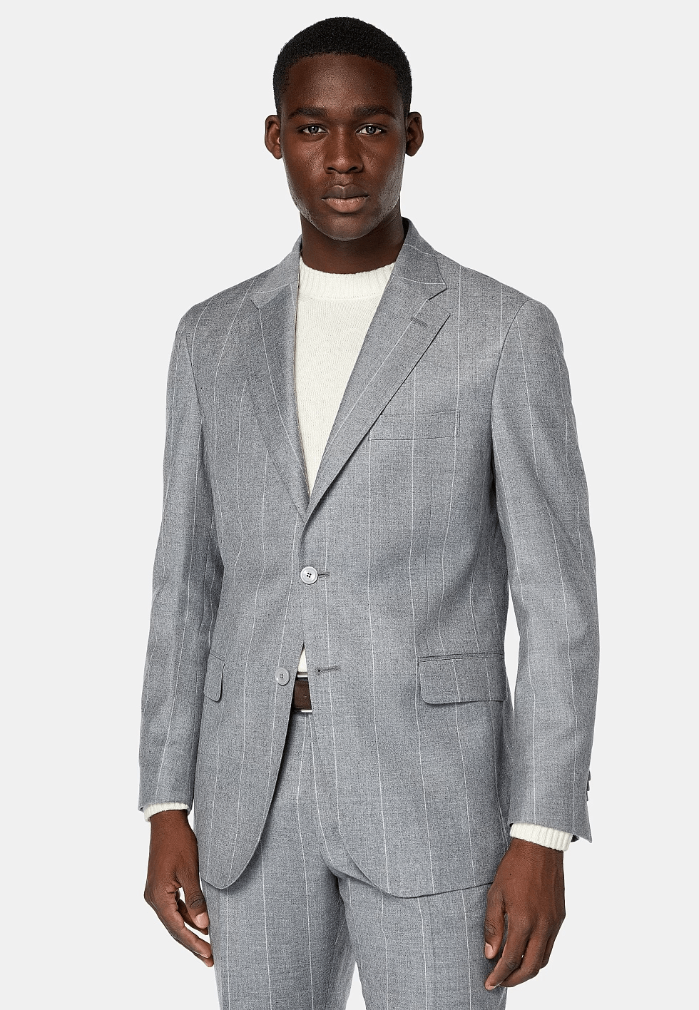 Tiavllya Business Men's 3 Pieces Slim Fit Striped Notch Lapel Tuxedos (Blazer+Pants)