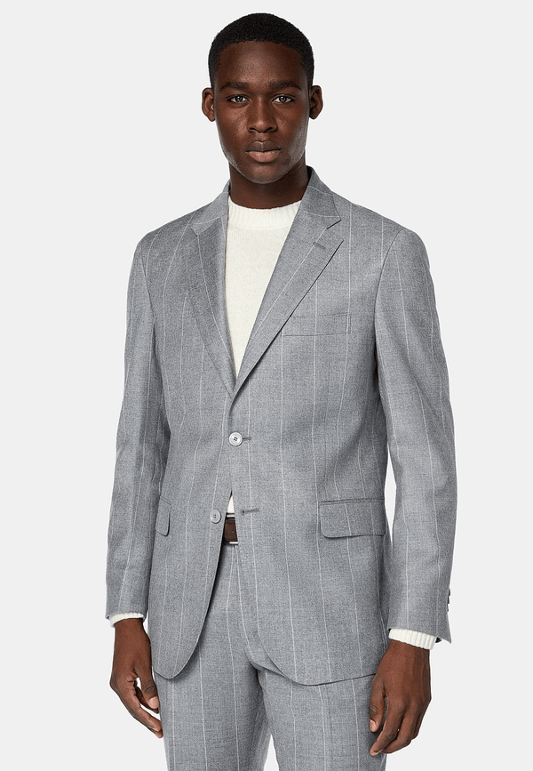 Tiavllya Business Men's 3 Pieces Slim Fit Striped Notch Lapel Tuxedos (Blazer+Pants)