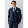 Tiavllya Business Men's Light Navy 3 Pieces Mens Suit Notch Lapel Flat Tuxedos (Blazer+vest+Pants)