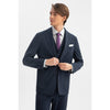 Tiavllya Business Men's Light Navy 3 Pieces Mens Suit Notch Lapel Flat Tuxedos (Blazer+vest+Pants)
