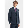 Tiavllya Business Men's Light Navy 3 Pieces Mens Suit Notch Lapel Flat Tuxedos (Blazer+vest+Pants)