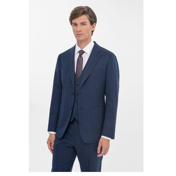 Tiavllya Business Men's Navy 3 Pieces Mens Suit Notch Lapel Flat Tuxedos (Blazer+vest+Pants)
