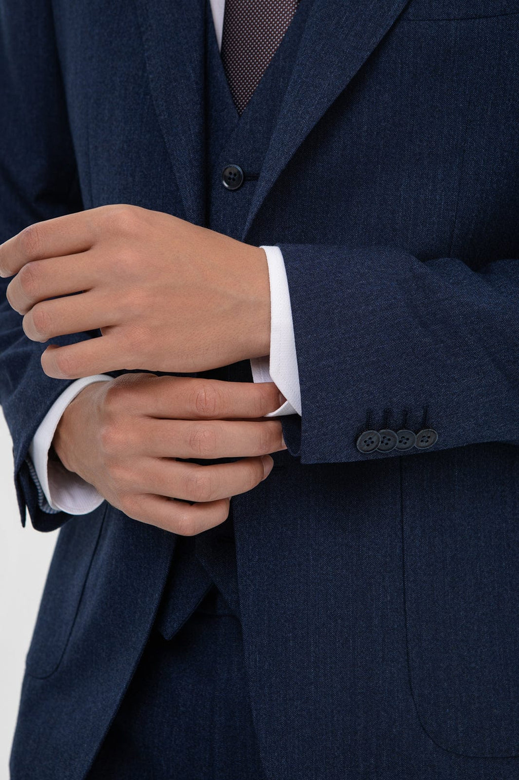 Tiavllya Business Men's Navy 3 Pieces Mens Suit Notch Lapel Flat Tuxedos (Blazer+vest+Pants)