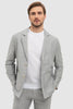 Tiavllya Casual 2 Piece Men's Silver Suit Flat Linen Notch Lapel Tuxedos (Blazer+Shorts)