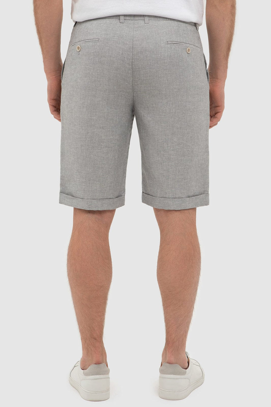 Tiavllya Casual 2 Piece Men's Silver Suit Flat Linen Notch Lapel Tuxedos (Blazer+Shorts)