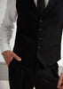 Tiavllya Casual 2 Pieces Mens Black Suit Flat Notch Lapel Vest Suit For Wedding (Vest + Pants)
