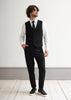Tiavllya Casual 2 Pieces Mens Black Suit Flat Notch Lapel Vest Suit For Wedding (Vest + Pants)