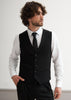 Tiavllya Casual 2 Pieces Mens Black Suit Flat Notch Lapel Vest Suit For Wedding (Vest + Pants)