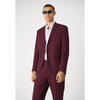 Tiavllya Casual 2 Pieces Mens Burgundy Suit Flat Notch Lapel Tuxedos For Wedding (Blazer+Pants)