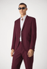 Tiavllya Casual 2 Pieces Mens Burgundy Suit Flat Notch Lapel Tuxedos For Wedding (Blazer+Pants)