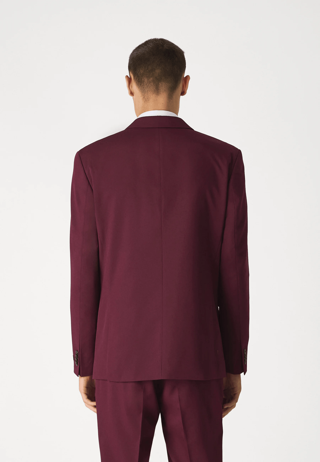 Tiavllya Casual 2 Pieces Mens Burgundy Suit Flat Notch Lapel Tuxedos For Wedding (Blazer+Pants)