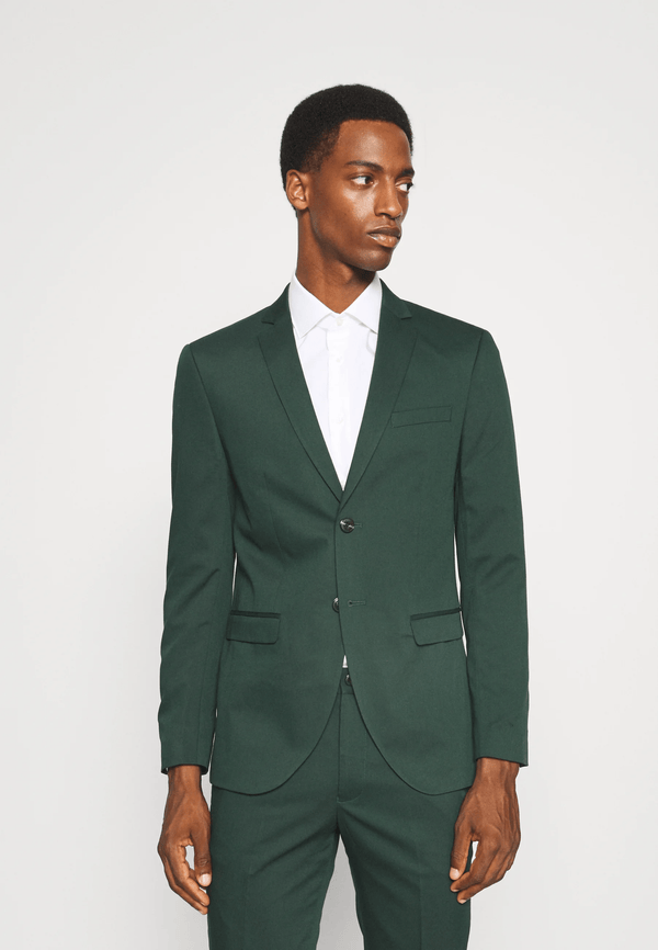 Tiavllya Casual 2 Pieces Mens Hunt Green Suit Flat Notch Lapel Tuxedos For Wedding (Blazer+Pants)