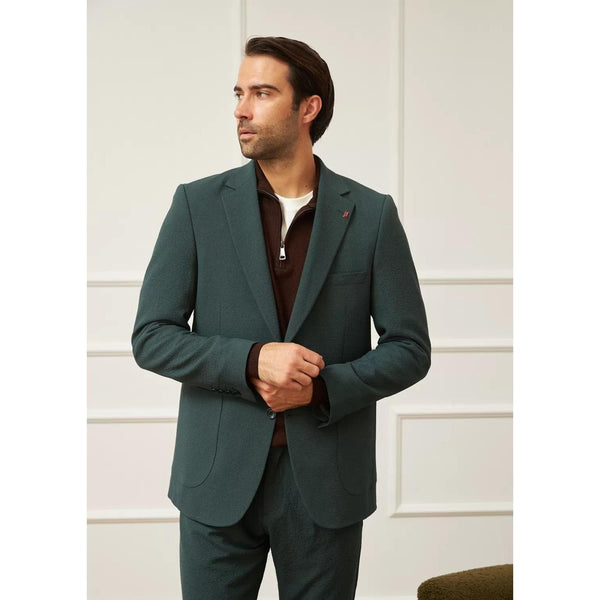Tiavllya Casual 2 Pieces Mens Hunt Green Suit Flat Notch Lapel Tuxedos For Wedding (Blazer+Pants)