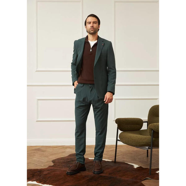 Tiavllya Casual 2 Pieces Mens Hunt Green Suit Flat Notch Lapel Tuxedos For Wedding (Blazer+Pants)