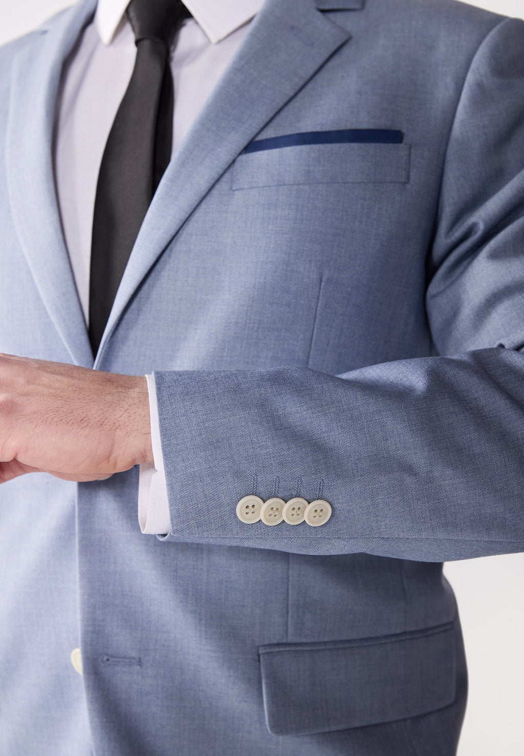 Tiavllya Casual 2 Pieces Mens Light Blue Suit Flat Notch Lapel Tuxedos For Wedding (Blazer+Pants)