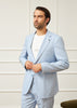 Tiavllya Casual 2 Pieces Mens Light Blue Suit Flat Notch Lapel Tuxedos For Wedding (Blazer+Pants)