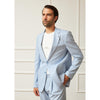 Tiavllya Casual 2 Pieces Mens Light Blue Suit Flat Notch Lapel Tuxedos For Wedding (Blazer+Pants)
