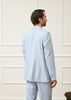 Tiavllya Casual 2 Pieces Mens Light Blue Suit Flat Notch Lapel Tuxedos For Wedding (Blazer+Pants)