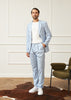Tiavllya Casual 2 Pieces Mens Light Blue Suit Flat Notch Lapel Tuxedos For Wedding (Blazer+Pants)
