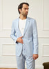 Tiavllya Casual 2 Pieces Mens Light Blue Suit Flat Notch Lapel Tuxedos For Wedding (Blazer+Pants)