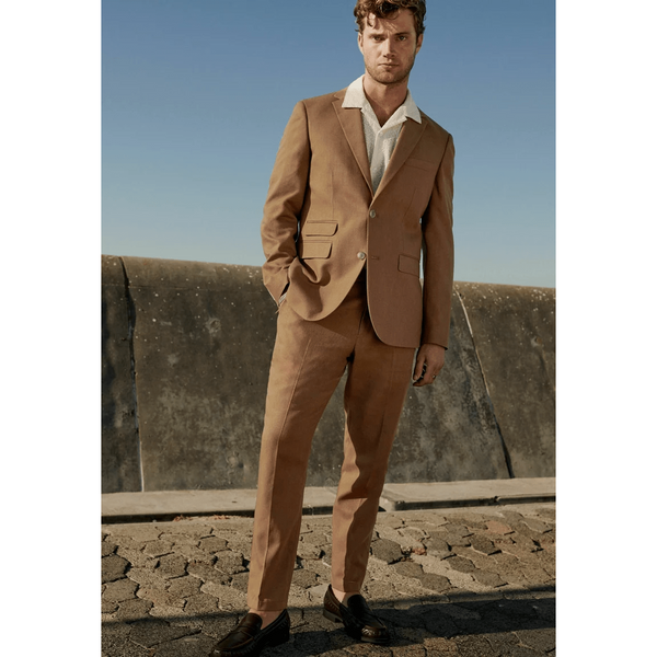 Tiavllya Casual 2 Pieces Mens Suit Flat Notch Lapel Tuxedos For Wedding (Blazer+Pants)